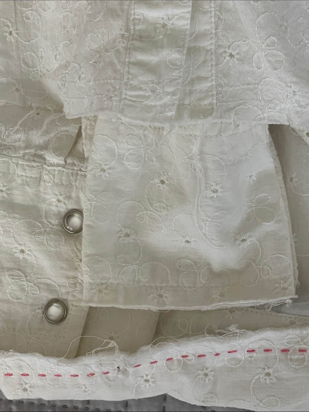 Roper White Eyelet Button-Down Shirt with Pink Floral Embroidery - Picture 8 of 8